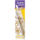 Günthart Backdecor 25 g Azúcar con letras ORO Para todos los postres en color dorado Hecho de azúcar para letras y diseños bonitos, 1 paquete (25 g)