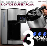 Cafetera Profi Cook | 8-10 tazas | Temporizador | Controles táctiles con sensores | Jarra Termo de Doble Pared de 1,2 Litros | Sello de sabor | Cafetera de filtro de acero inoxidable | PC-KA 1191