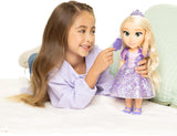 Disney Princess Rapunzel Muñeca de 35 cm, Ojos con Purpurina Reflectante, Articulaciones móviles, Vestido Desmontable, Zapatos, Corona, Pelo Largo y Rubio, para niñas a Partir de 3 años