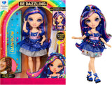 Rainbow High Be Dazzling - Genevieve Bleue - Muñeca de moda azul de 28 cm con herramienta de adorno, piedras preciosas brillantes y accesorios de peinado