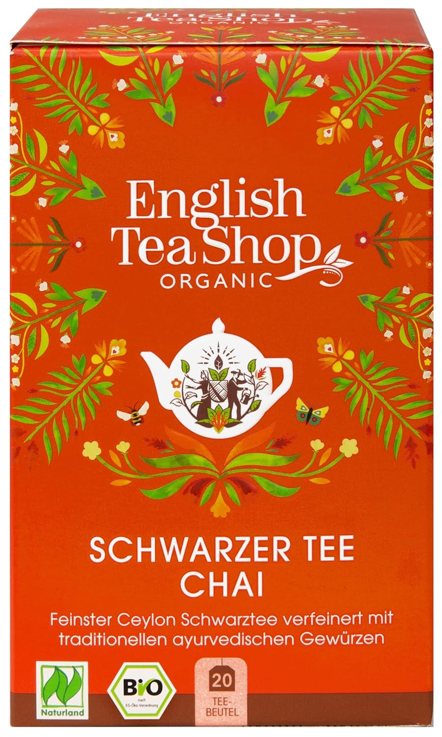 ETS - Té Negro Chai, Naturland BIO, 20 Bolsitas de Té (Pack de 2)