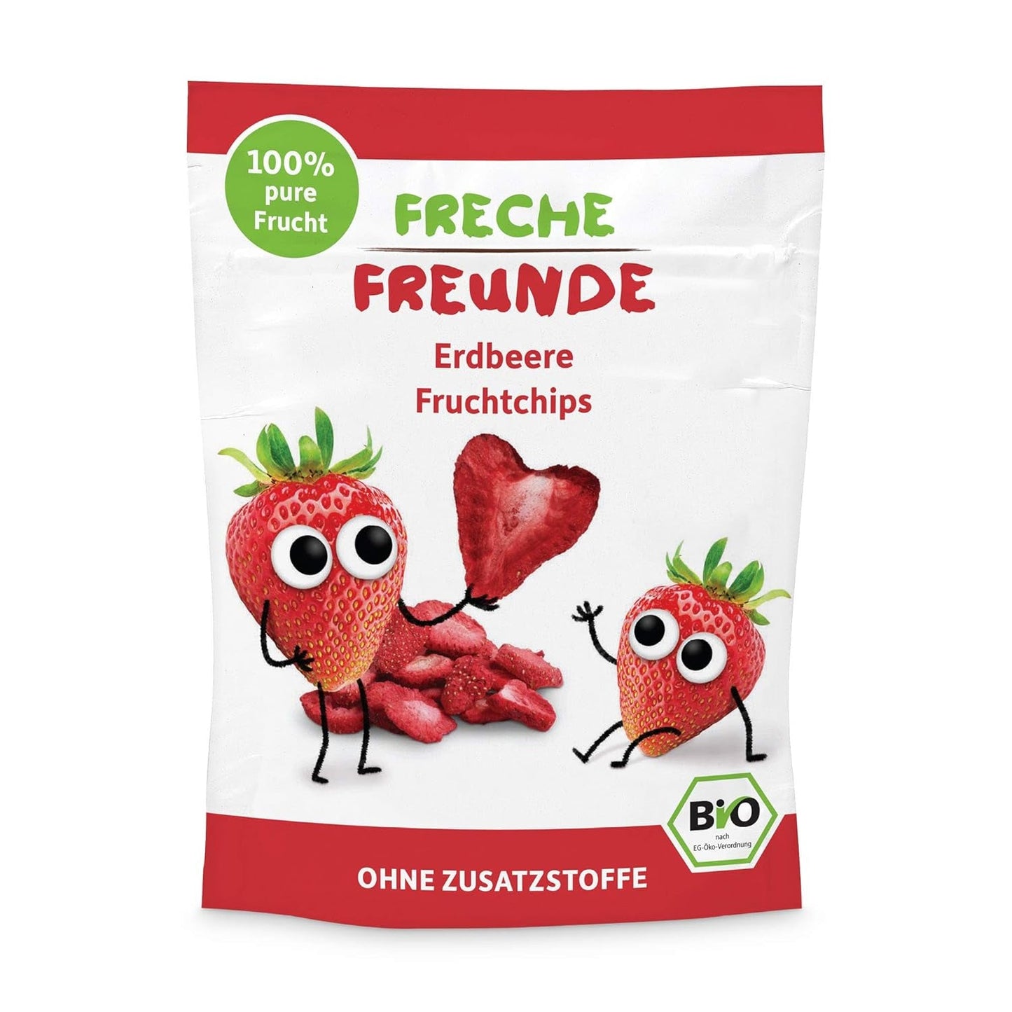 Chips de frutas orgánicas 100 % fresa Chips de fresa liofilizados, paquete de 12 (12 x 12 g) y bocadillos orgánicos para niños y bebés con corazones crujientes de plátano y fresa (9 x 30 g) 270 g