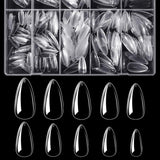Btartbox Puntas de uñas extra cortas de almendra - Gel de cobertura completa X Puntas de uñas de gel suave XS - Semimate preformado para salón de uñas anchas 320 piezas