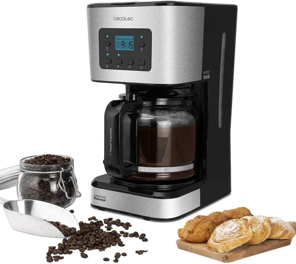 Espresso con filtro Cecotec Coffee 66 Drop and Touch, potencia 950 W, 1,5 L, 12 tazas, pantalla táctil, jarra de cristal, temporizador 24 horas, 6 interruptores, filtro de malla reutilizable