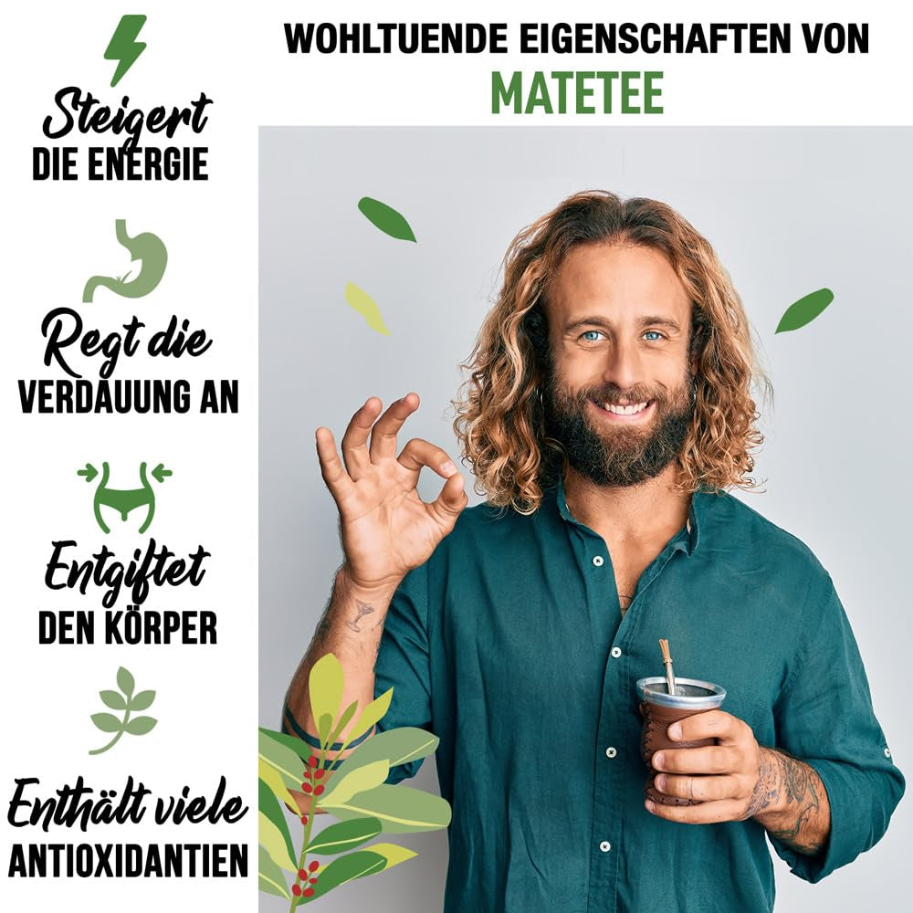 ORIGEENS BIO YERBA MATE TÉ 1 KG - El Original I Sin tostar, hojas, sin tallos, polvo ni migas I Bebida energizante y desintoxicante