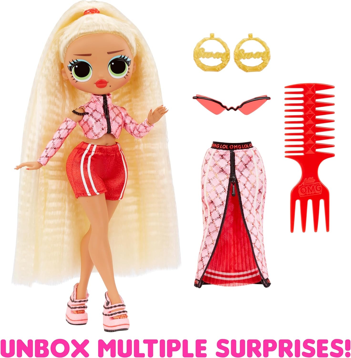 Jajaja ¡Sorpresa! Muñeca de moda OMG - Artículo de regalo - Con muchas sorpresas, incluyendo moda intercambiable y accesorios fabulosos - Ideal para niños de 4 años en adelante, rosa