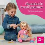 BABY born Carla - Muñeca 43 cm - Pelo rubio con mechones de gran calidad - No necesita pilas - Apta para niños a partir de 4 años - Incluye 7 accesorios, rosa