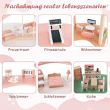 FANTASK Casa de Muñecas de Madera, Casa de Muñecas de 85 cm de Alto 7 Habitaciones con 32 Muebles y Accesorios, Casa de Muñecas con Escalera de Cuerda, Casa de Muñecas Regalo para Niñas de 3 Años (Modelo 3) Naty Shop Casas de Muñecas