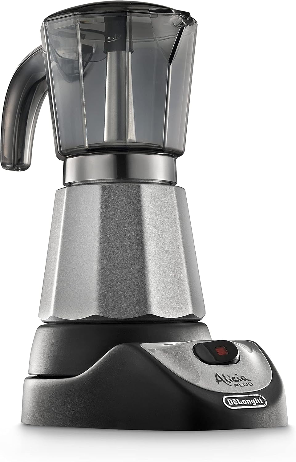 De'Longhi Alicia Plus EMKM6.B Moka Pot (giratoria 360°, 550 W) Plata-Negro