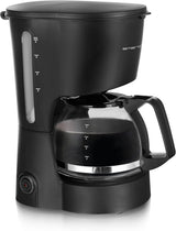Emerio CME-122933, Cafetera de filtro, 1,25L para hasta 10 tazas de café recién hecho, filtro extraíble permanente, función antigoteo, jarra de cristal, apagado automático, 1000 vatios, negro/plateado
