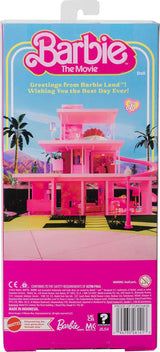 Muñeca Barbie Ken de la película Barbie con ropa de playa a rayas rosa pastel y verde, tabla de surf y zapatillas blancas, JBJ54