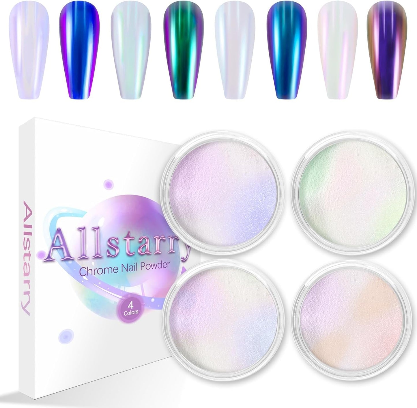 Chrom Nagel Pulver 4 Farben Irisierendes Aurora Pulver Metallic Spiegel Effekt Pigment Pearlescent Meerjungfrau Glitter Einhorn Glitter para esmalte de uñas en gel Decoración-Purpurgrüner Jadeit