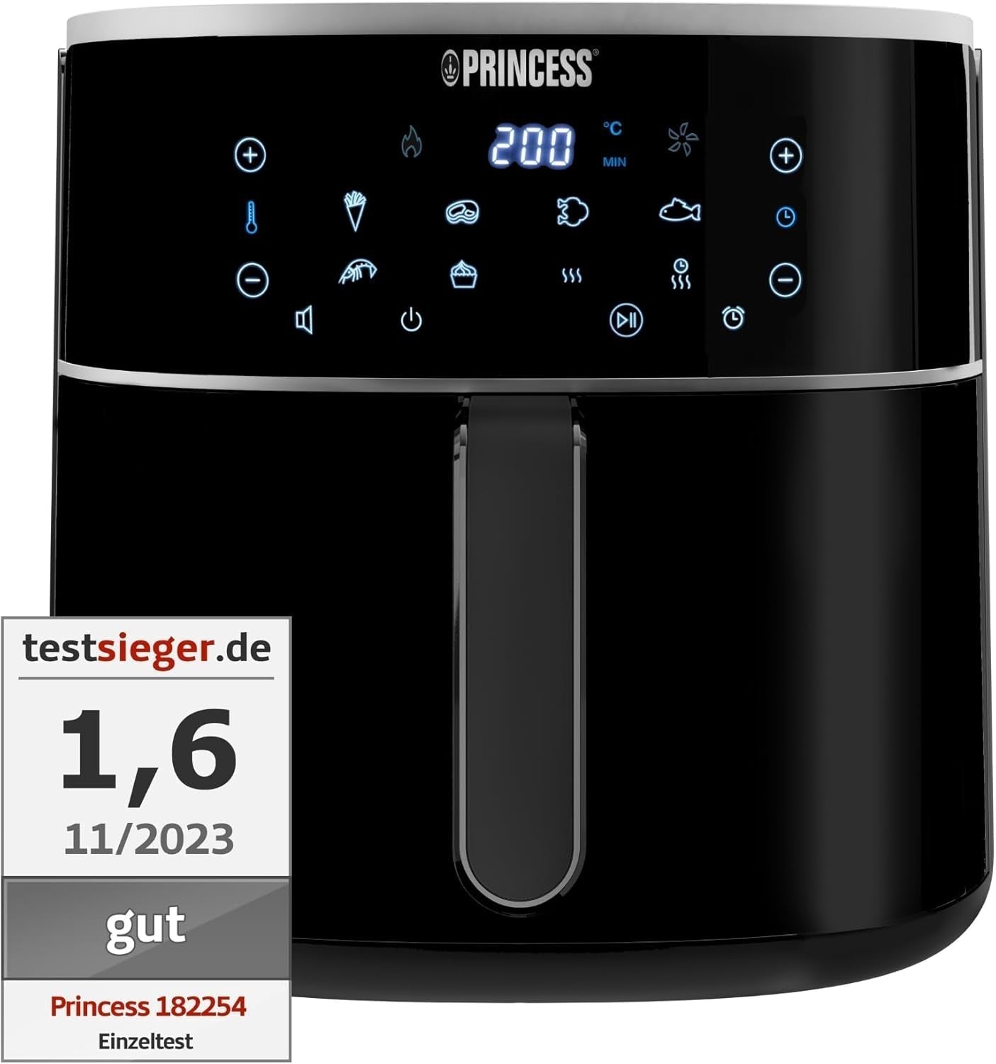 Freidora de aire caliente digital Princess - Capacidad de cuba variable - 8 litros máximo - 6 programas preestablecidos Electrodomésticos Naty Shop 8 litros