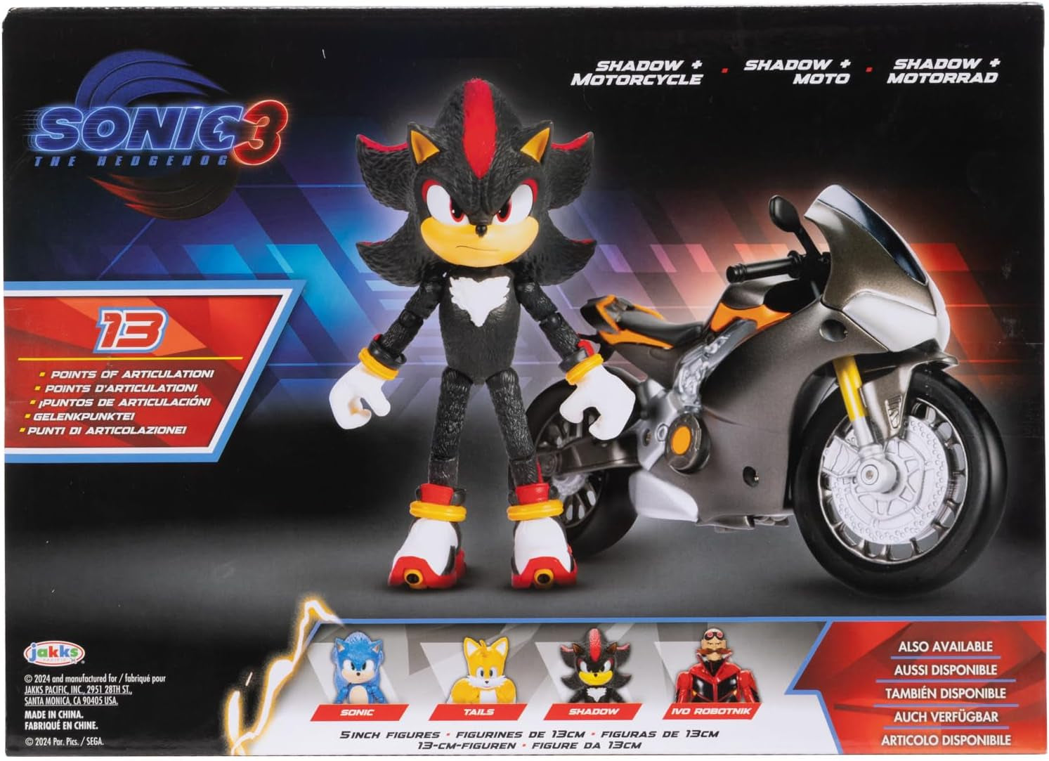 Figura Sonic 3 The Movie Shadow, 15 cm, móvil, incluye Shadow Mobile de Jakks Pacific, acústica, negro Figuras de acción Naty Shop