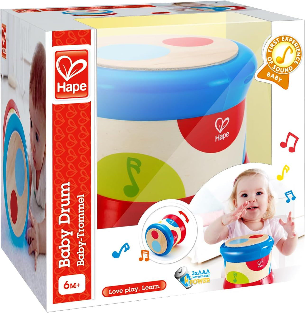 Tambor de bebé Hape | Juguete musical rodante para que los más pequeños aprendan ritmo y diferentes sonidos, funciona con pilas, a partir de 6 meses Baby Toys Naty Shop