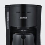 SEVERIN Cafetera de filtro con jarra térmica, cafetera de hasta 8 tazas, atractiva cafetera de filtro con jarra aislada, negra, 1 litro, KA 9306