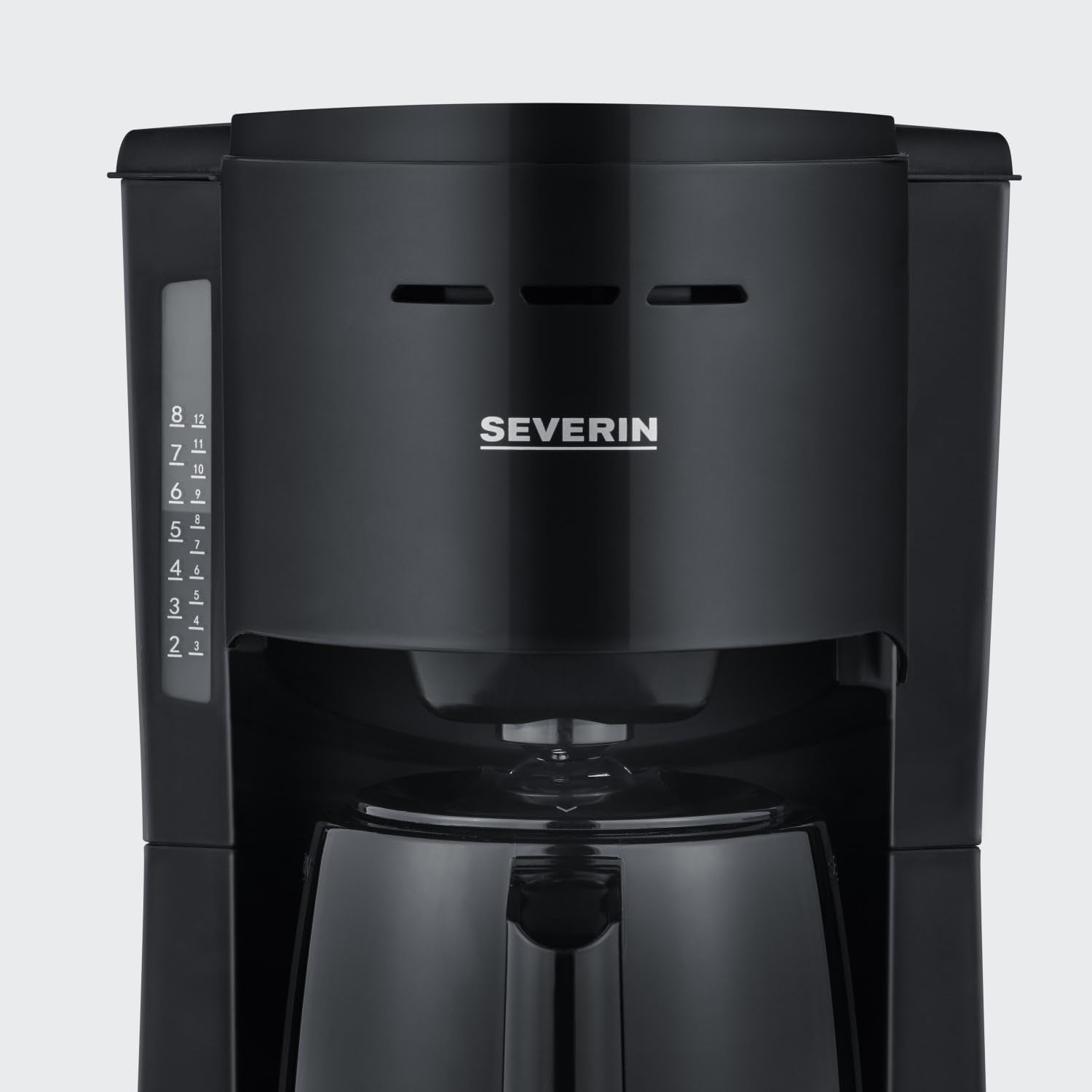 SEVERIN Cafetera de filtro con jarra térmica, cafetera de hasta 8 tazas, atractiva cafetera de filtro con jarra aislada, negra, 1 litro, KA 9306