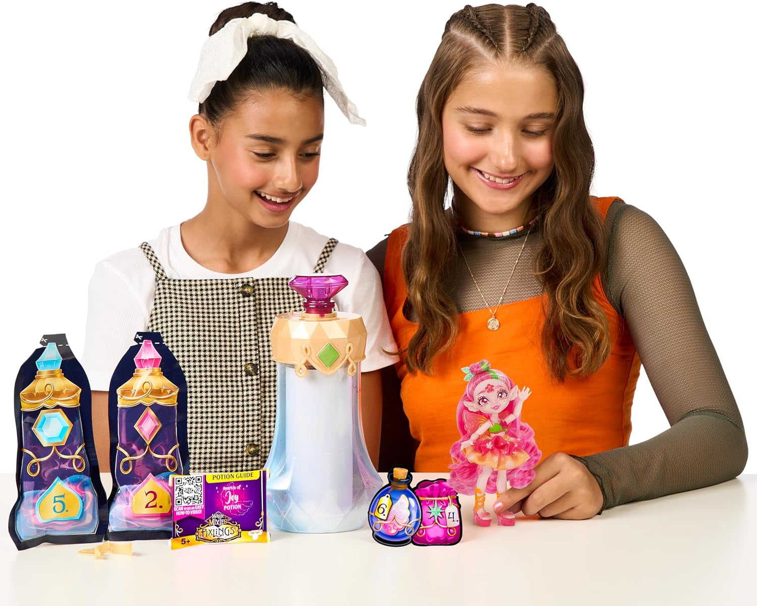 Muñeca Pixlings Faye Deer: La mágica revelación de la hermosa y detallada muñeca Pixlings de 16,5 cm en una botella de poción mágica.