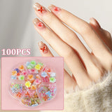 YICH Nail Charms Nägel Charms 50 Piezas Flores 3D + 50 Piezas Schmetterling 3D, Summer Nägel Deko Set Schmetterling/Flores Nail Art Nailart