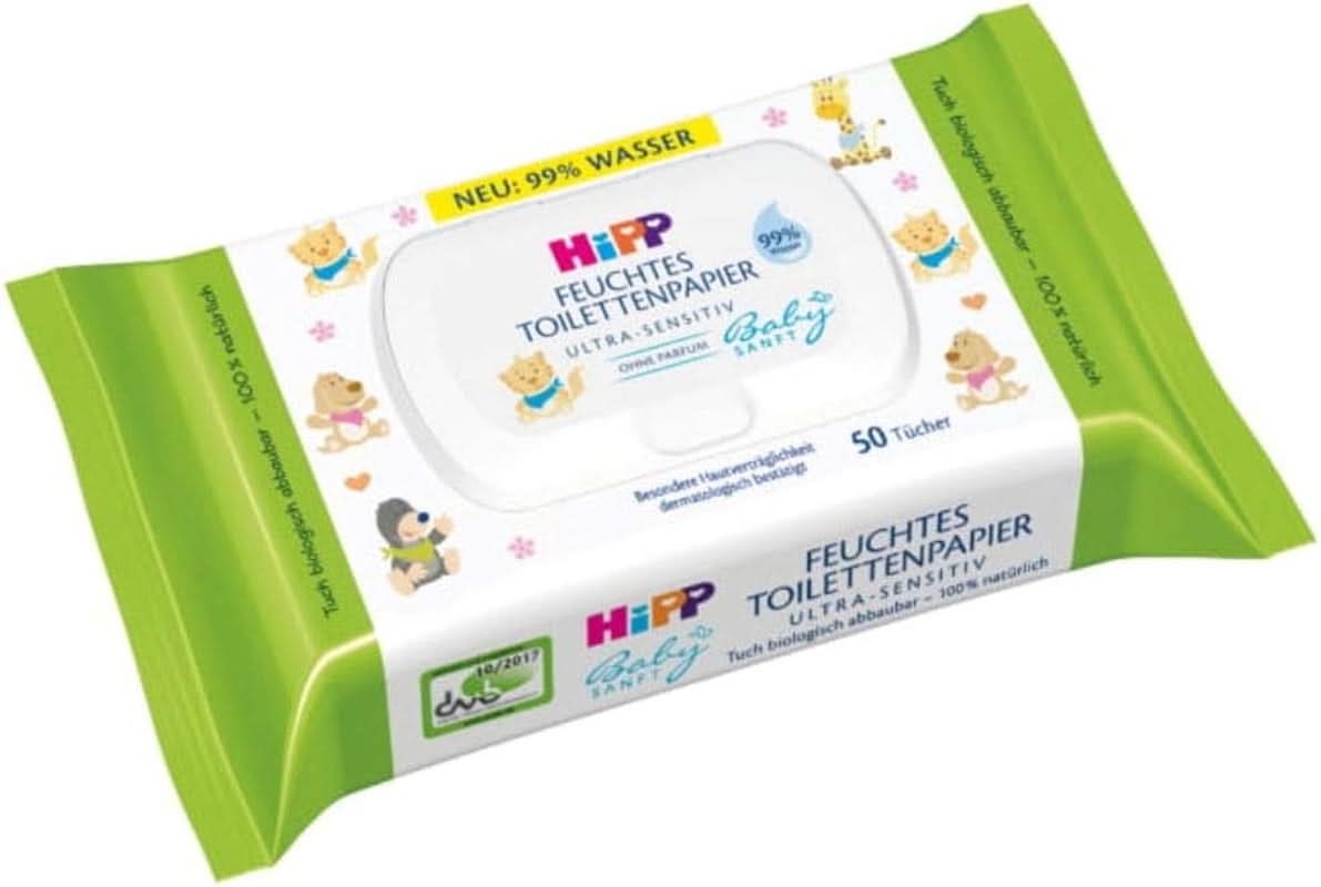 Papel higiénico Hipp Babysanft Feuchtes Kinder, paquete de 6 unidades (6 x 50 unidades) Naty Shop