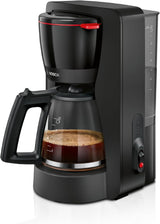 Bosch MyMoment TKA2M113 Cafetera espresso con filtro, jarra de cristal de 1,25 l, 10-15 tazas, función de mantenimiento del calor durante 40 minutos, sistema antigoteo, soporte de filtro giratorio, depósito de agua desmontable, 1200 W, negro mate