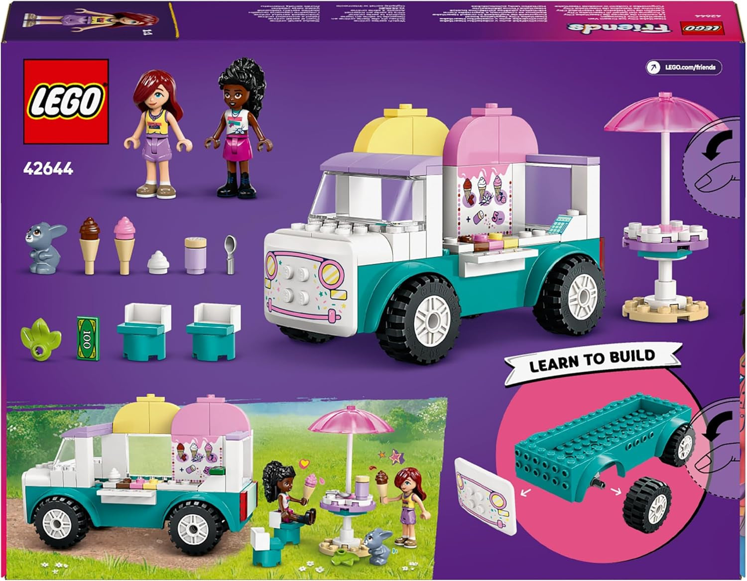 LEGO Friends Heartlake City Camión de helados Juego de simulación 2 figuras y un conejito Juego de construcción Niñas de 4 años Personaje de juguete Minifigura Juguete de construcción 42644 Juegos de construcción Besuche den LEGO-Store