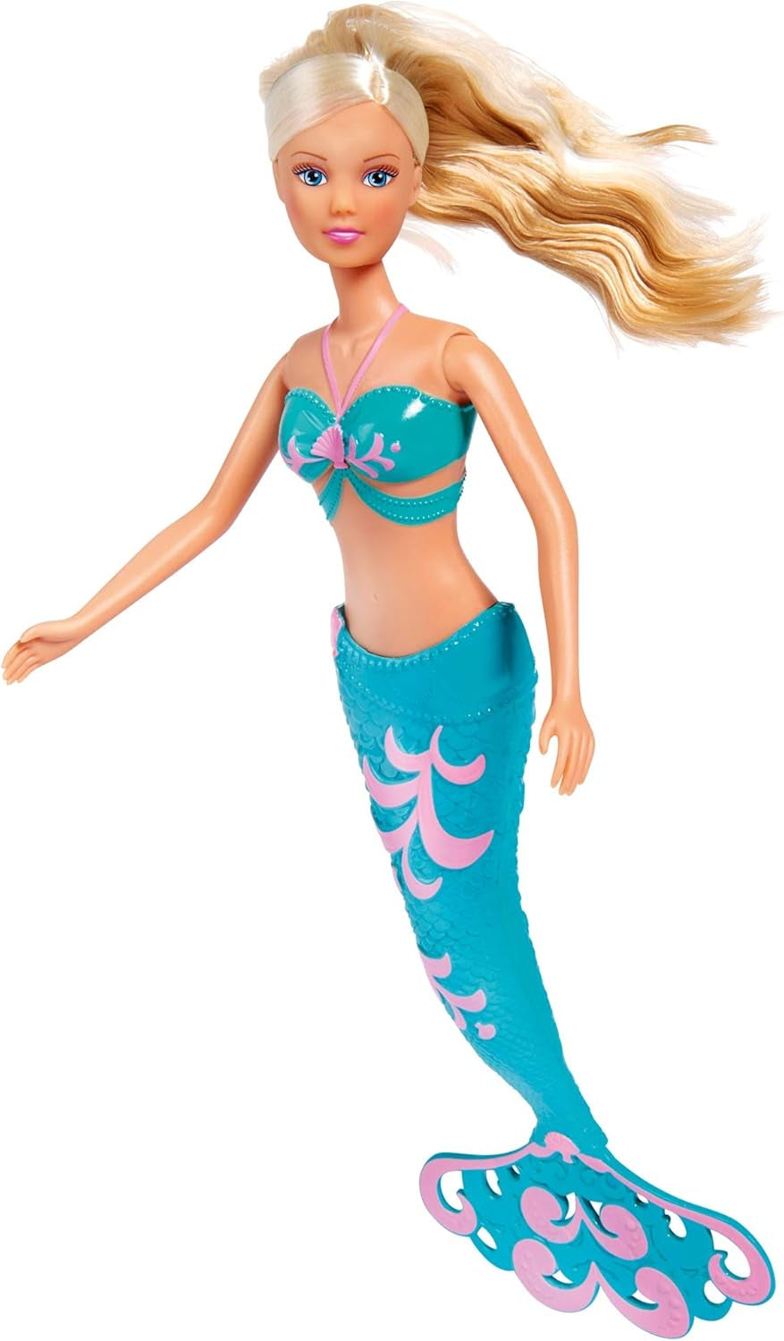 Simba 105733336 - Steffi Love Mermaid Friends, muñeca mágica de sirena con hermana Evi, figura de delfín y más, juguete para niños a partir de 3 años