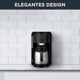Rowenta Adagio Cafetera Espresso con Filtro, Jarra Térmica de Acero Inoxidable, Mantiene el Café Caliente hasta 4 Horas, Capacidad para 10-15 Tazas, Capacidad de 1,25 L, Cesta de Filtro Extraíble, Apagado Automático, Negra, CT3818