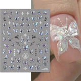 2 Blätter Schmetterling Nagelsticker Selbstklebend,Muschel Glitzer Nail Art Mariposas Adhesivos para uñas Lila Grau Schmetterlinge Nagelaufkleber Relieve Láser Mariposas Nagel Adhesivo Nageldesign Zubehör