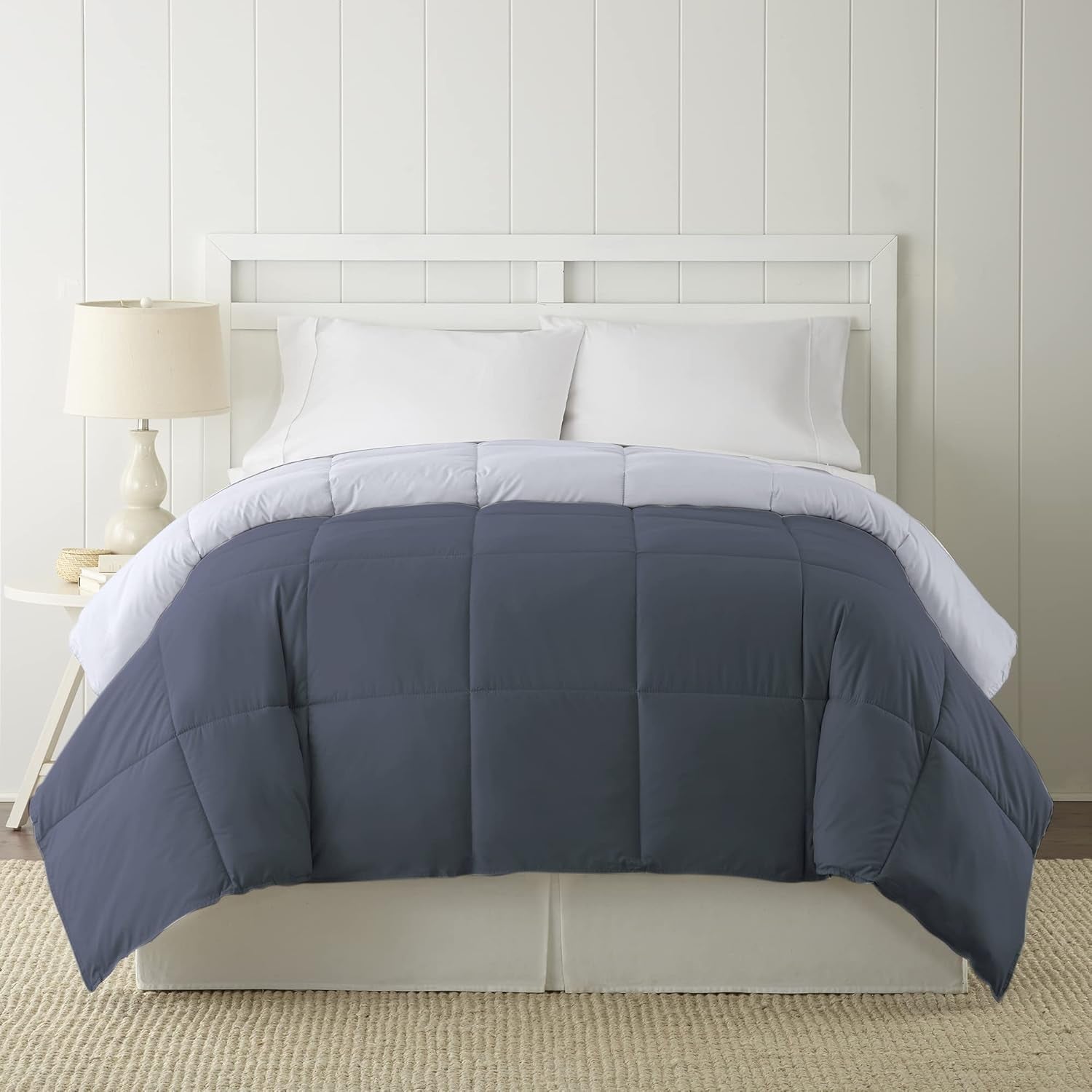 Alternativa al plumón, microfibra, acolchado, reversible, edredón y relleno nórdico - Alternativa suave y confortable al plumón de ganso - Ropa de cama para todas las estaciones, Edredones y edredones Twin Denim/Cloud Naty Shop