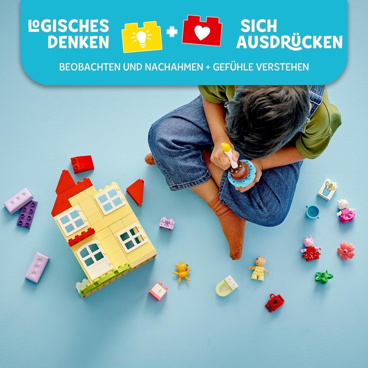 LEGO DUPLO Casa del cumpleaños de Peppa: juguete creativo de 3 figuras, construye y reconstruye una casa de juguete para niños y niñas de 2 años, promueve la destreza 10433 Juegos de construcción Besuche den LEGO-Store