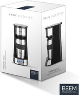 BEEM THERMO 2 GO Cafetera espresso monofiltro con vaso térmico de 0,4 l | Filtro permanente | Con temporizador de 24 horas para tomar una taza de café caliente por la mañana, sin esperas | 750 vatios