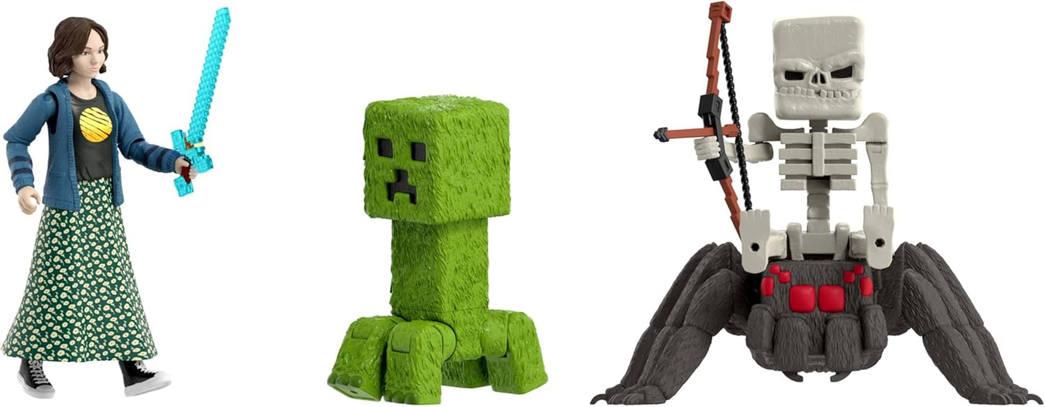Mattel Minecraft Story Set con 4 figuras de acción y 3 accesorios Encuentros en el Overworld Set Juguete coleccionable inspirado en la película Minecraft JFR70 Figuras de acción Naty Shop