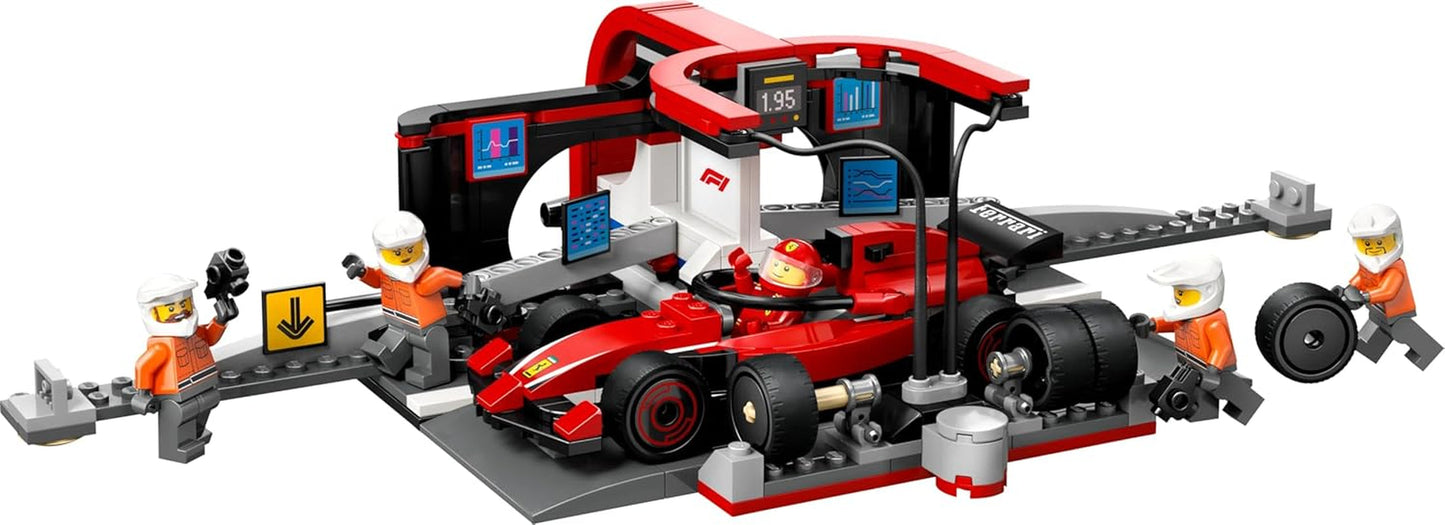 LEGO City Parada en boxes de F1 con equipo y Ferrari Speedster - Set de parada en boxes de Fórmula 1 con 1 piloto de carreras y 4 minifiguras mecánicas - Coche de carreras de juguete para niños y niñas mayores de 6 años - 60443 Juegos de construcción Beuche den LEGO-Store