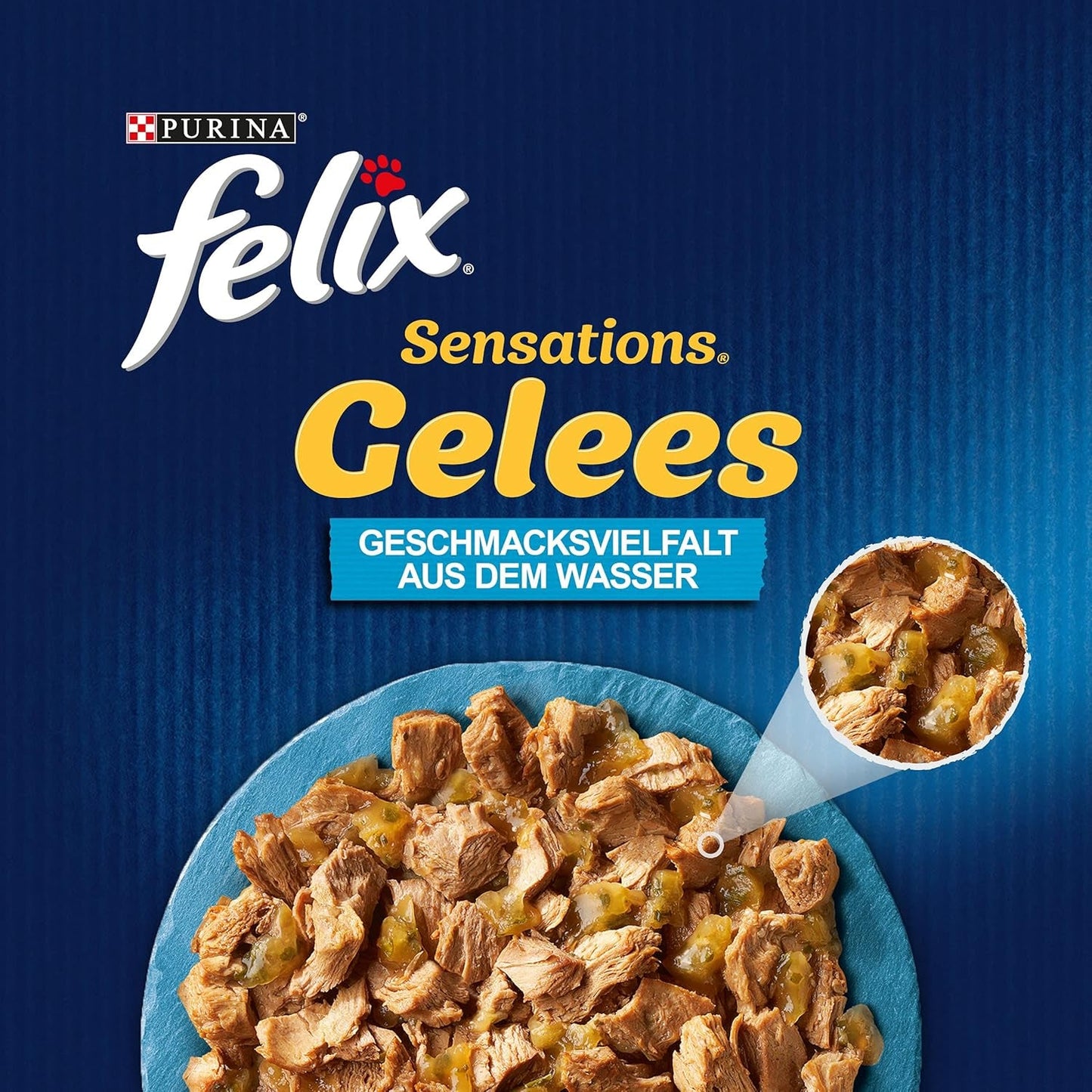 Felix Sensations Comida húmeda para gatos en gelatina, mezcla de pescado variada, paquete de 6 (6 x 12 sobres de 85 g cada uno)