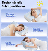 Almohada cervical de espuma viscoelástica Almohada ortopédica ergonómica para el dolor de cuello y hombros - Almohada refrescante para dormir de lado, boca arriba y boca abajo con soporte para el cuello Almohadas ortopédicas cervicales Naty Shop