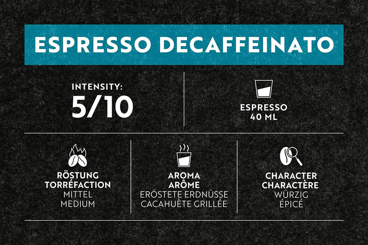 Café Royal Espresso Decaffeinato 36 cápsulas para cafetera Nespresso - Intensidad 5/10 - Cafeteras certificadas UTZ en aluminio (paquete con 2)