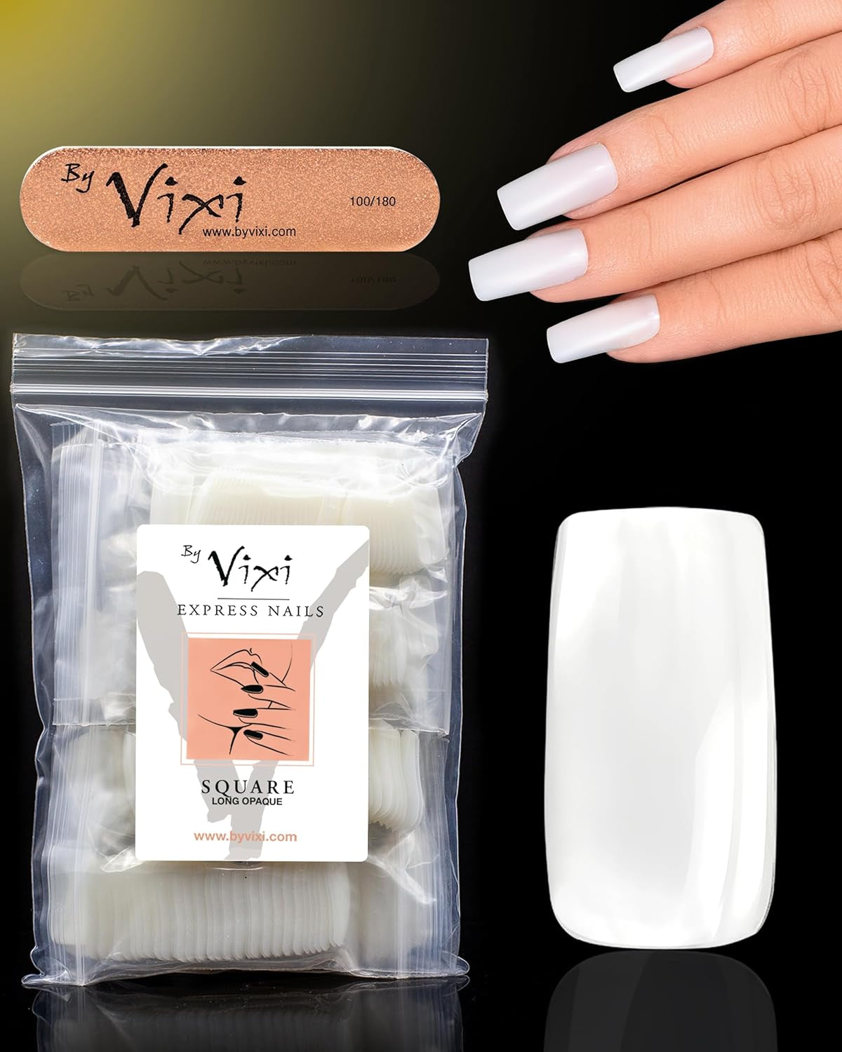 Vixi 600 extensiones de uñas cortas ovaladas con lima de preparación, 10 tamaños, cobertura total, opacas. Para profesionales y uso doméstico.