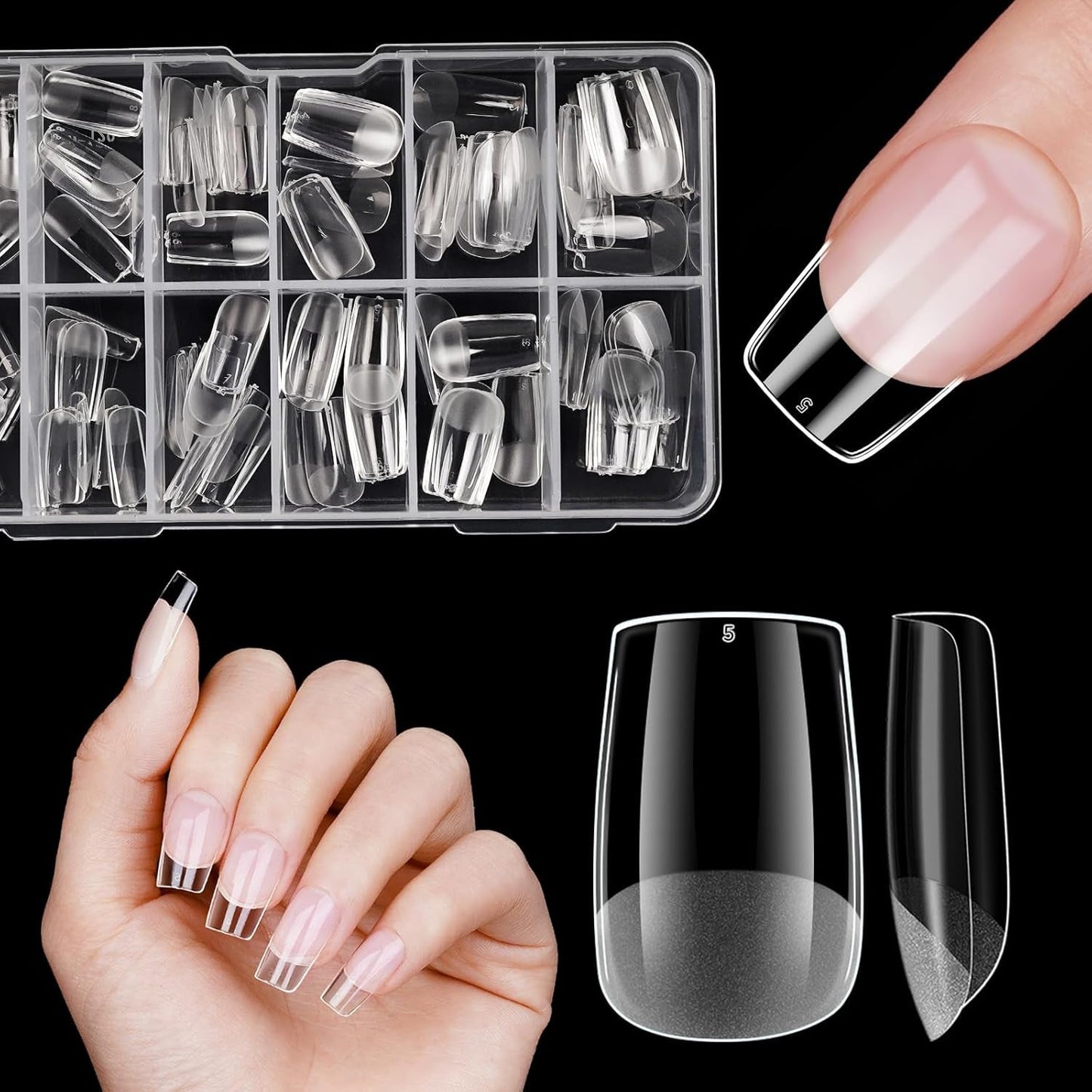 Uñas postizas cortas bailarina 120 Uds pegamento en 12 tamaños uñas artificiales cortas Gel suave cobertura completa puntas de uñas para uñas de Gel cortas S