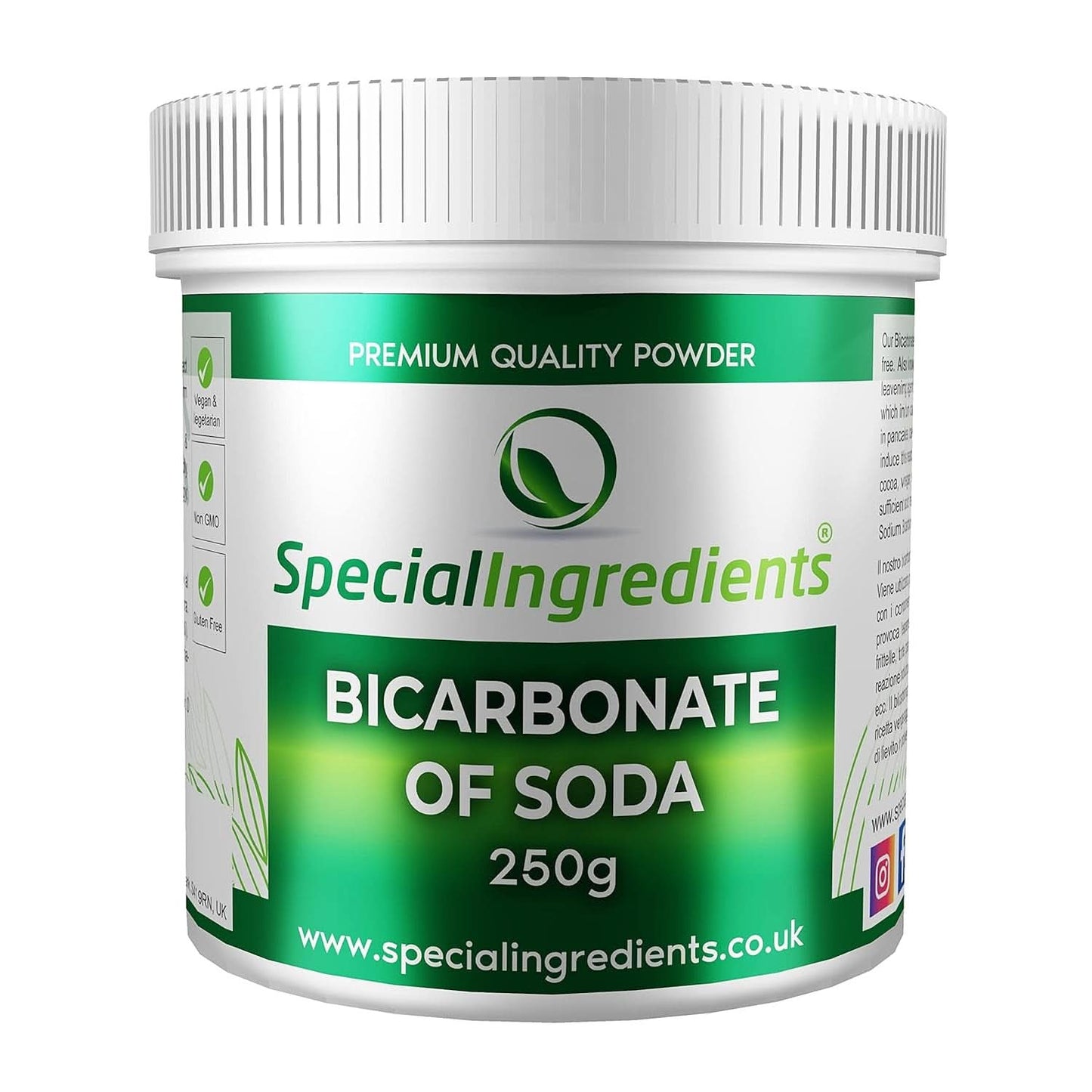 Ingredientes especiales Natriumbikarbonat - Polvo extrafino Premium Qualität, vegano, sin gluten, sin gluten - Recycelbarer Behälter Kitchen Naty Shop