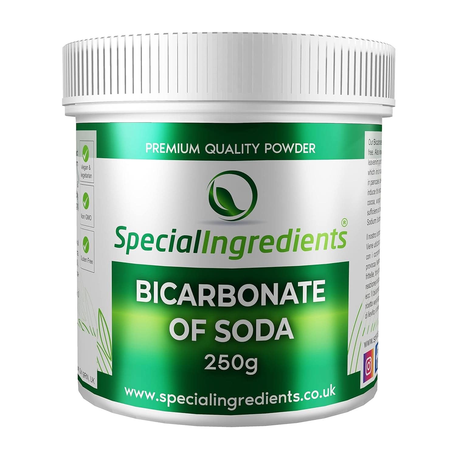 Ingredientes especiales Natriumbikarbonat - Polvo extrafino Premium Qualität, vegano, sin gluten, sin gluten - Recycelbarer Behälter Kitchen Naty Shop