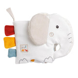 Fehn Libro ilustrado blandito Bruno - libro blandito para bebés de tela con motivos de animales - libro de juguetes de tela para colgar en cochecitos y sillas de coche para bebés - libro con botones automáticos para bebés y niños a partir de 0 meses Baby Toys Naty Shop Elefante naturaleza