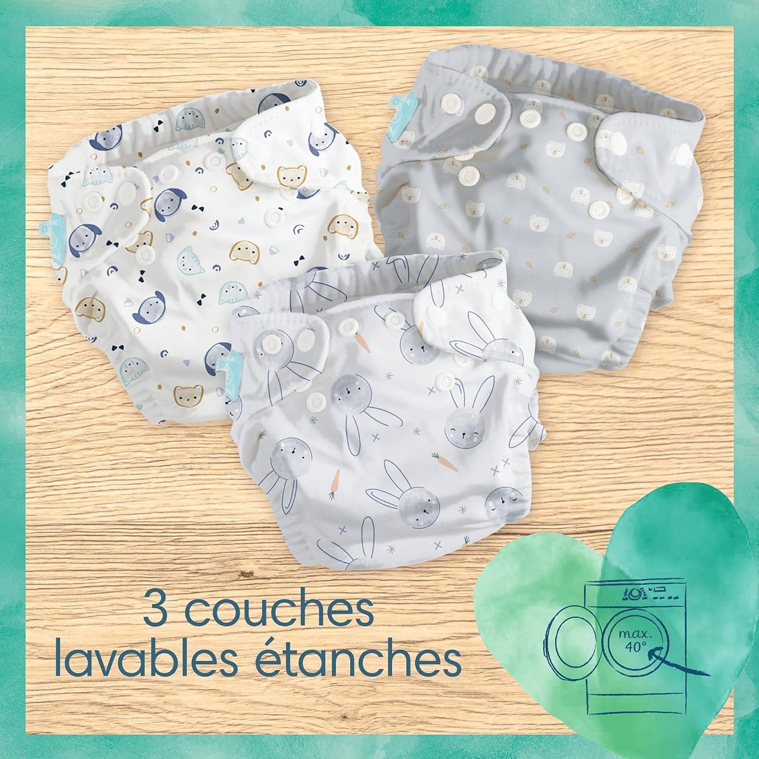 Pampers - Paquete básico Harmony Hybrid, 3 pañales lavables + 25 capas superiores desechables - 1 paquete