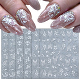 GZMAYUEN 12 colores pegatinas de uñas francesas 3D pegatinas de uñas de Color degradado francés autoadhesivas accesorios de diseño de uñas
