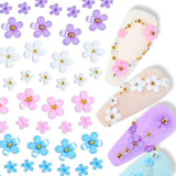 Uñas de flores 3D, 6 rejillas, encantos de uñas de flores, pedrería de uñas acrílicas, accesorios de uñas, decoraciones de uñas de primavera DIY