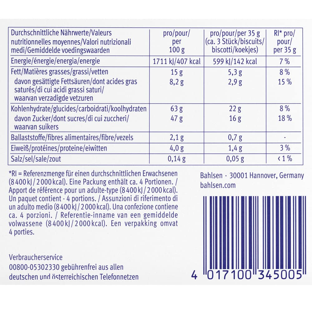 Bahlsen Messino Edelherb - Paquete de 4 - Masa esponjosa con relleno de chocolate y naranja Edelherb (1 x 125 g)