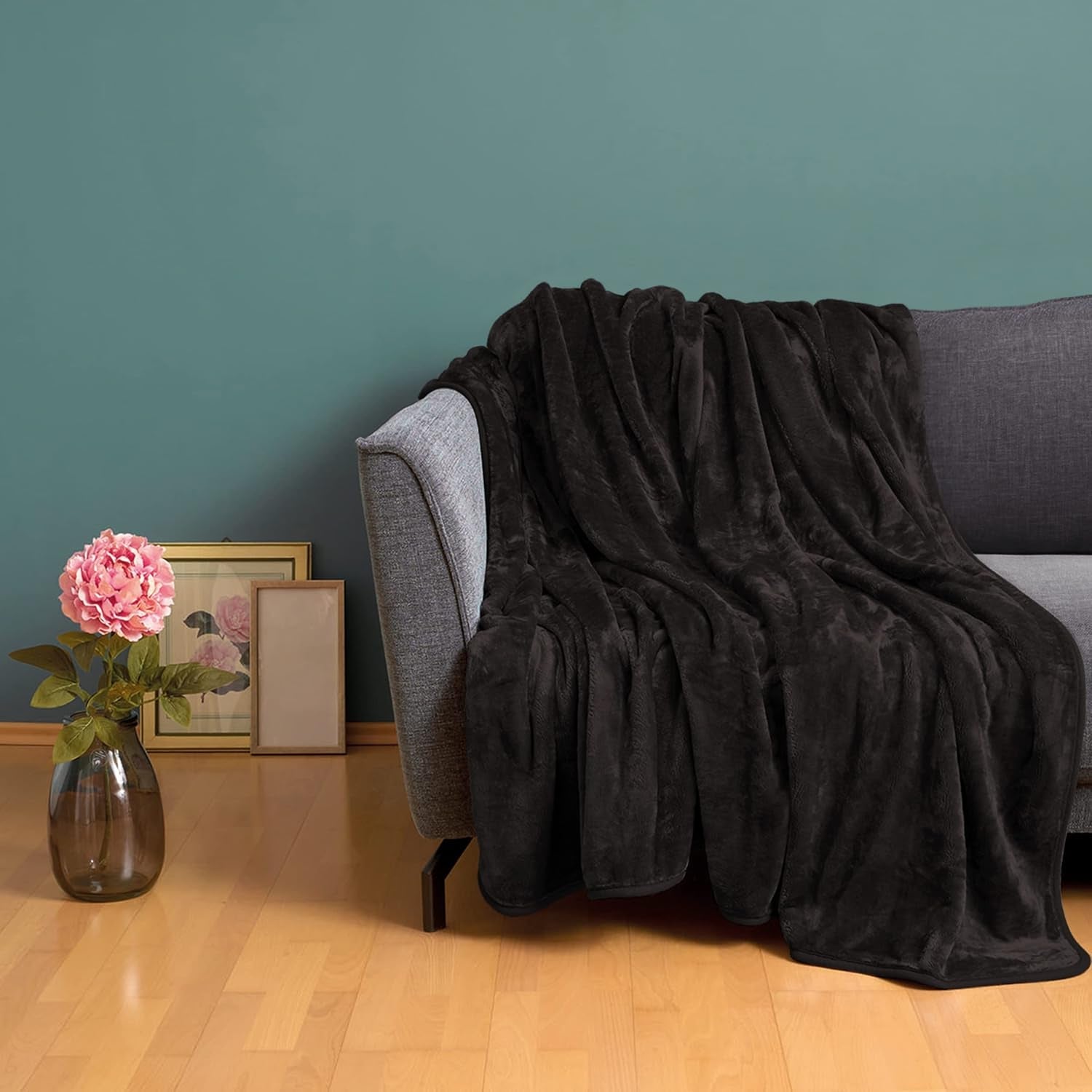 Amago - Cómoda manta, aspecto cachemir, 180 X 220 cm - Negro Camas y mantas Besuche den Gözze-Store