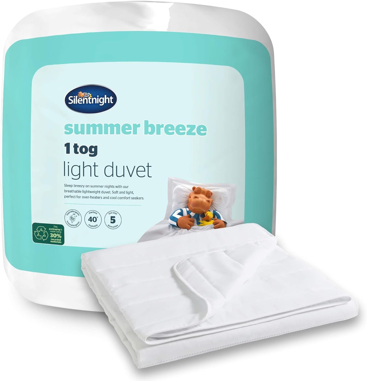 Silentnight Summer Breeze Edredón para Cama Individual, 2,5 Tog, Edredón Ligero de Verano, Ideal para Noches Cálidas y Dormitorios Calurosos, Hipoalergénico y Lavable a Máquina, Cama Individual, 200 X 135 Cm Naty Shop Edredones y Edredones 1 Tog, Cama Individual Estándar Blanco