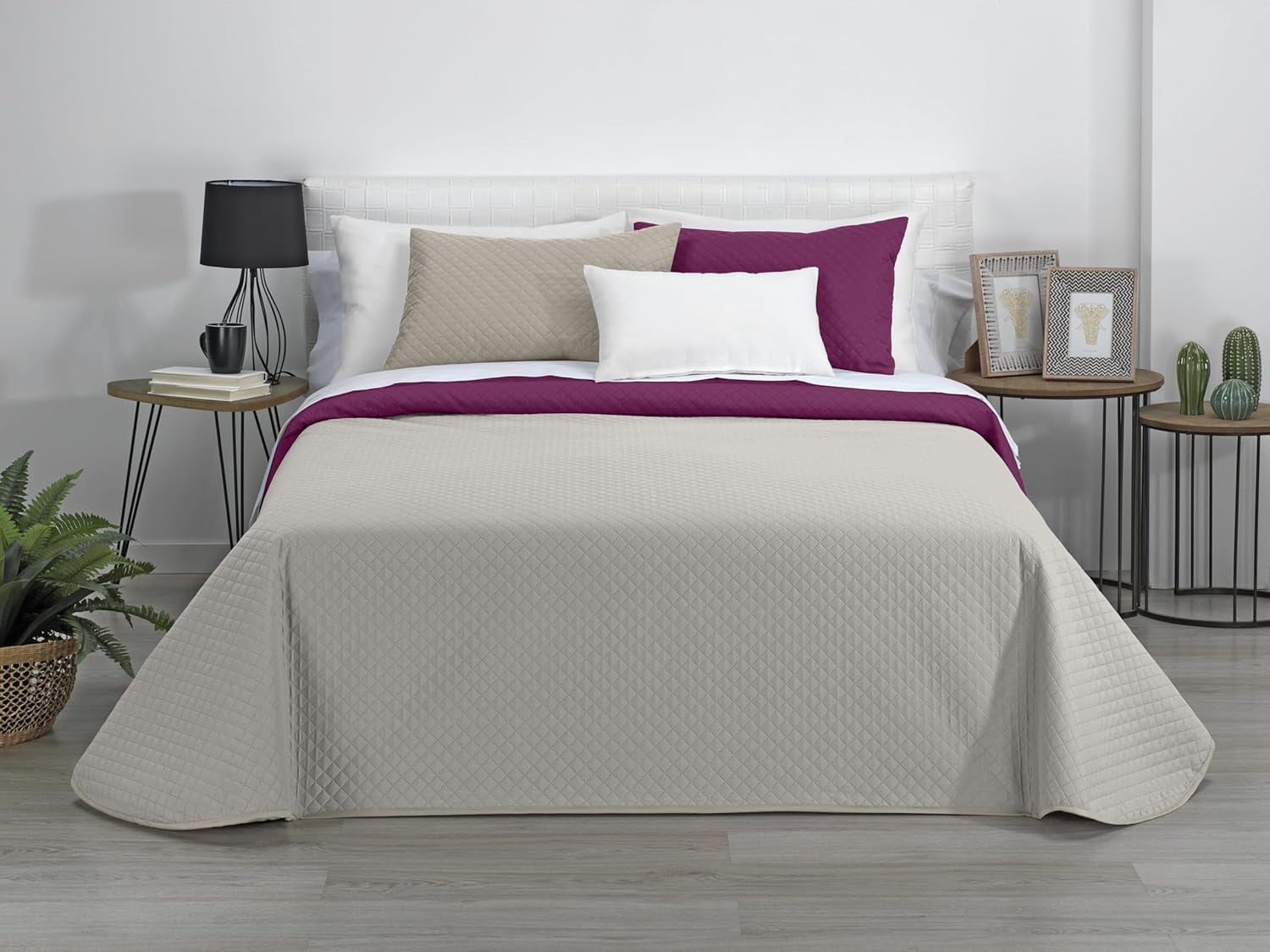 AVA | Edredón reversible boutique | Para todas las estaciones | Color - Gris/Fucsia | Para cama de 140/150/160 cm. cama. (250 X 270 Cm. Ancho X Alto) | Edredón acolchado Edredones y colchas Naty Tienda