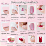 24 piezas de uñas postizas de Color sólido rosa, uñas postizas neutras autoadhesivas, gel suave cuadrado medio para mujeres, uñas postizas con brillo de cobertura completa DIY
